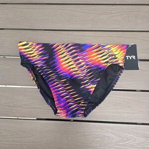 TYR Men's Durafast Elite multi Evolved Drawstring Swim Racer Brief Sz 30 New